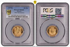 (1970) 20 Dr 1967 Revolution KM-92 Au MS66