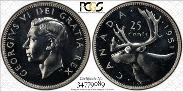 1951 25C High Relief SP66