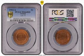 AH1322-1904-A 5C Lec-75 ' MS64RD