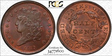 1835 1/2C MS66RB