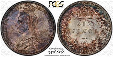 1887 6D S-3929 Value Rev MS65
