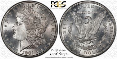 1881-S $1 MS67+