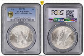 1923 $1 VAM 1A, Whisker Jaw MS64