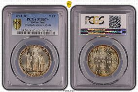 1941 B 5 Fr Confederation KM-44 MS67+