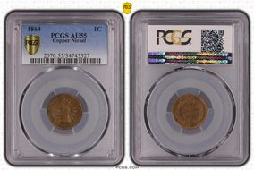 1864 1C Copper-Nickel AU55