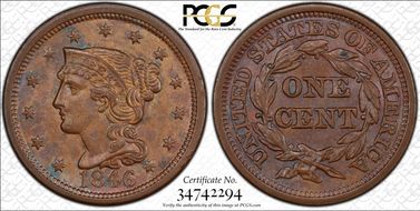 1846 1C Tall Date MS62BN