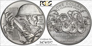 2018-P $1 WWI Centennial First Strike MS70