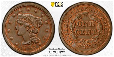 1848 1C Newcomb 5 MS64RB