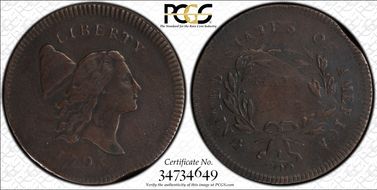 1795 1/2C Plain Edge, No Pole VF30BN