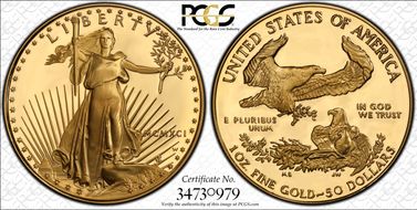 1991-W $50 Gold Eagle Augustus Saint Gaudens PR70DCAM