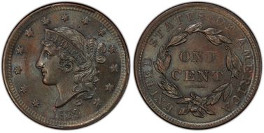 1839 1C Silly Head, N-9 MS65BN