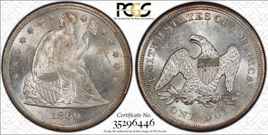 1860-O $1 MS62