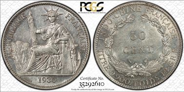 1936 50C Lec-261 AU58