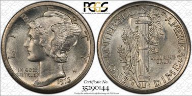 1916-S 10C Mercury MS66FB