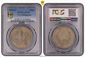 1912-S Peso KM-172  Ag AU53