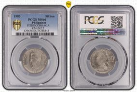 1983 50 Sen PITHECOBHAGA error MS66