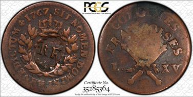 1767-A Sou 1793 "RF" Counterstamp N1BN