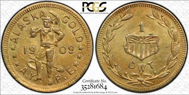 1909 AV SC$1 HK-360, Alaska-Yukon AU58