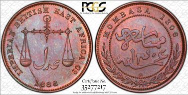 AH1306-1888-H Pice KM-1.3 Med Letters MS65BN