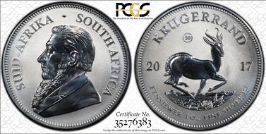2017 1 Rand 50th Anniv. Krugerrand Ag SP69
