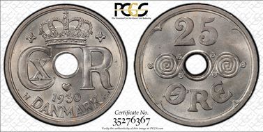 1930 N GJ 25 Øre MS65