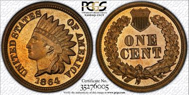 1864 1C Copper Nickel PR65CAM