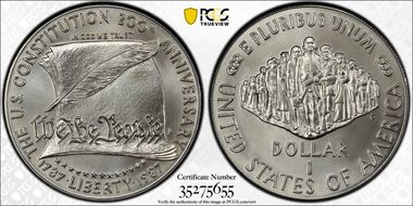 1987-P $1 Constitution MS69