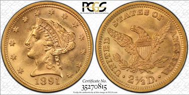 1891 $2.50 DDR, FS-801 MS65