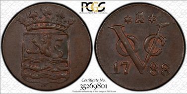1788 VOC Duit MS62BN