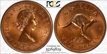 1963 Y. (p) 1/2D PR67+ RD