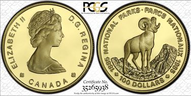 1985 $100 National Parks PR69DCAM