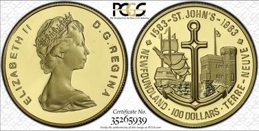 1983 $100 400th Ann St. John's PR69DCAM