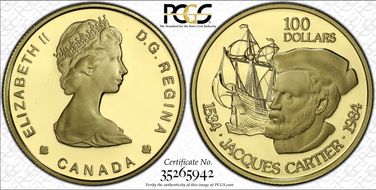 1984 $100 Cartier KM-142  Au PR69DCAM