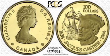 1984 $100 Cartier KM-142  Au PR68DCAM
