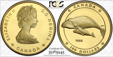 1988 $100 Bowhead Whales PR69DCAM