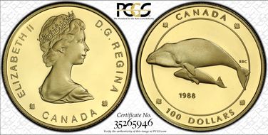 1988 $100 Bowhead Whales PR69DCAM