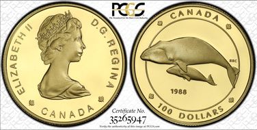 1988 $100 Bowhead Whales PR69DCAM