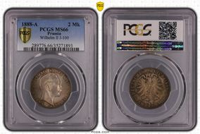 1888-A 2 Mk J-100 Wilhelm II MS66