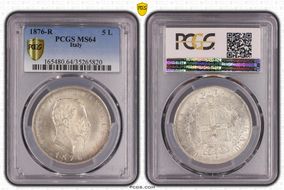 1876-R 5 L KM-8.4  Ag MS64
