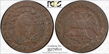 1867 1/4 R S.L. Potosi Milled Edge XF40BN