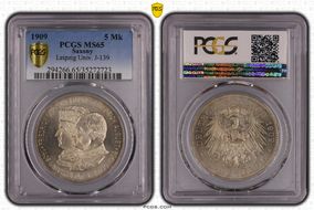 1909 5 Mk Leipzig Univ. J-139 MS65