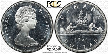 1965 S$1 Type 2 Sm Beads, Bl 5 Ag PL65