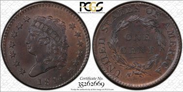 1814 1C Plain 4 MS63BN