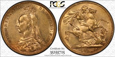 1890-M Sov S-3867B DISH M14 2nd Obverse AU58