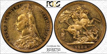 1888-M Sov S-3867B 2nd Obverse Angled J AU58