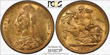 1889-M Sov S-3867B DISH M12 2nd Obv. Angled J MS60