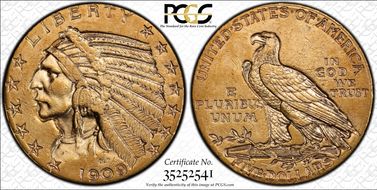 1909-D $5 AU58