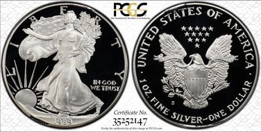 1989-S $1 Silver Eagle PR69DCAM