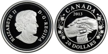 2013 $20 Three Hands PR69DCAM