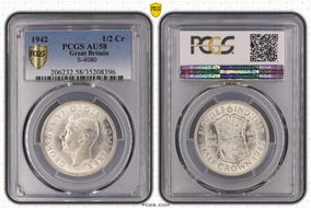 1942 1/2 Cr S-4080 AU58